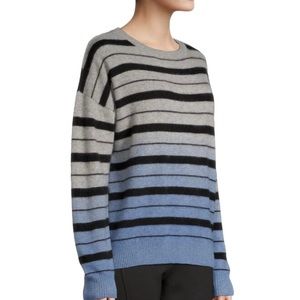 Women's XS Elie Tahari Ombre Stripes Cashmere Sweater Knit Luxury Blue Grey